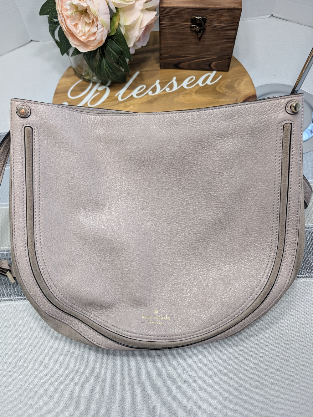 🌹 kate spade Blakely Pebbled Leather Hobo Bag in Soft Taupe